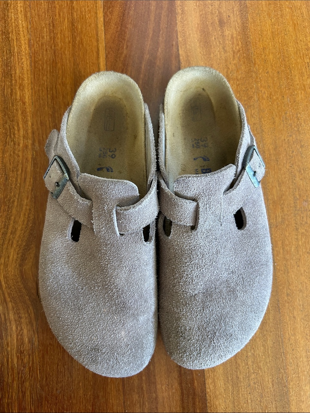 Birkenstock Suede Slip-On Clog in Taupe leather